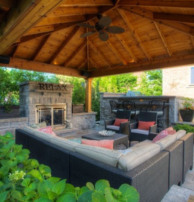 Backyard Gazebo with Fireplace 3