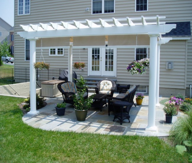 Garden Treasures White Pergola with Luminous Structure | Pergola Gazebos: