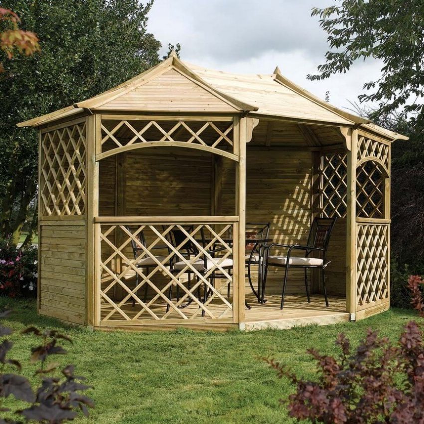 Enjoy A Cup of Tea Under Gazebo Designed in Garden Pergola Gazebos