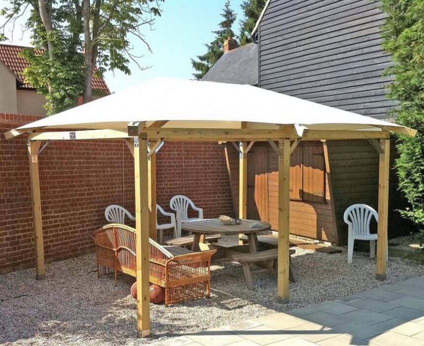 Enjoy A Cup of Tea Under Gazebo Designed in Garden Pergola Gazebos