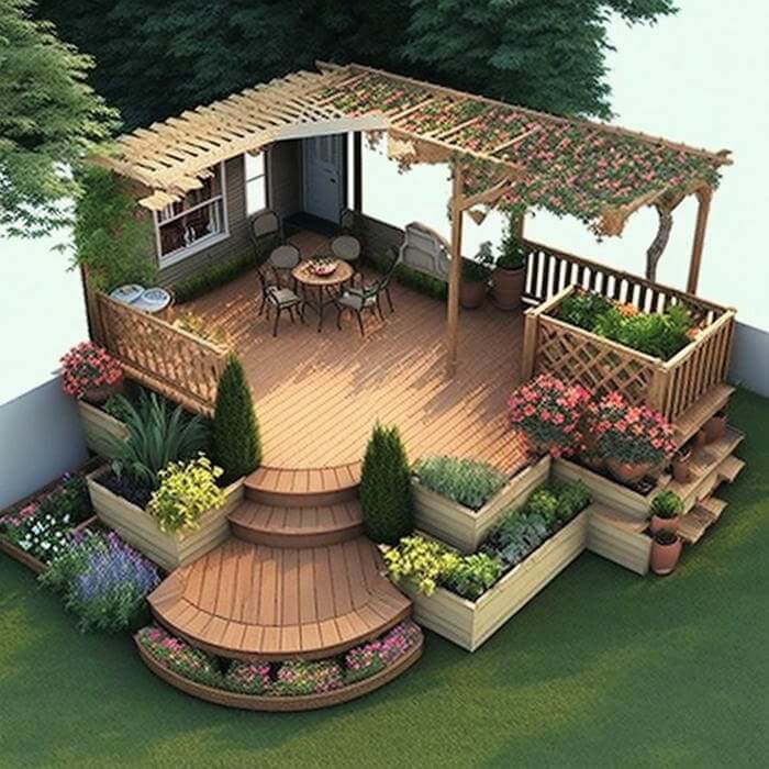 wooden garden deck ideas (15)