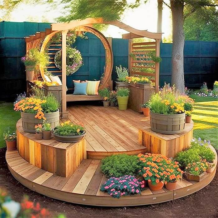 wooden garden deck ideas (21)