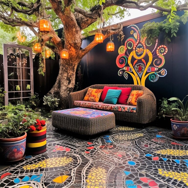 Bohemian And Hippie Style Colorful Outdoor Garden Deck Floor Design ...