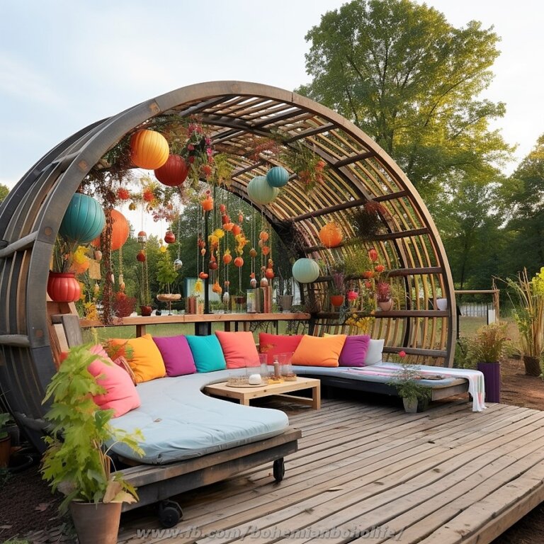 Garden Pergola And Gazebo Deck Ideas With Bohemian Style Decor