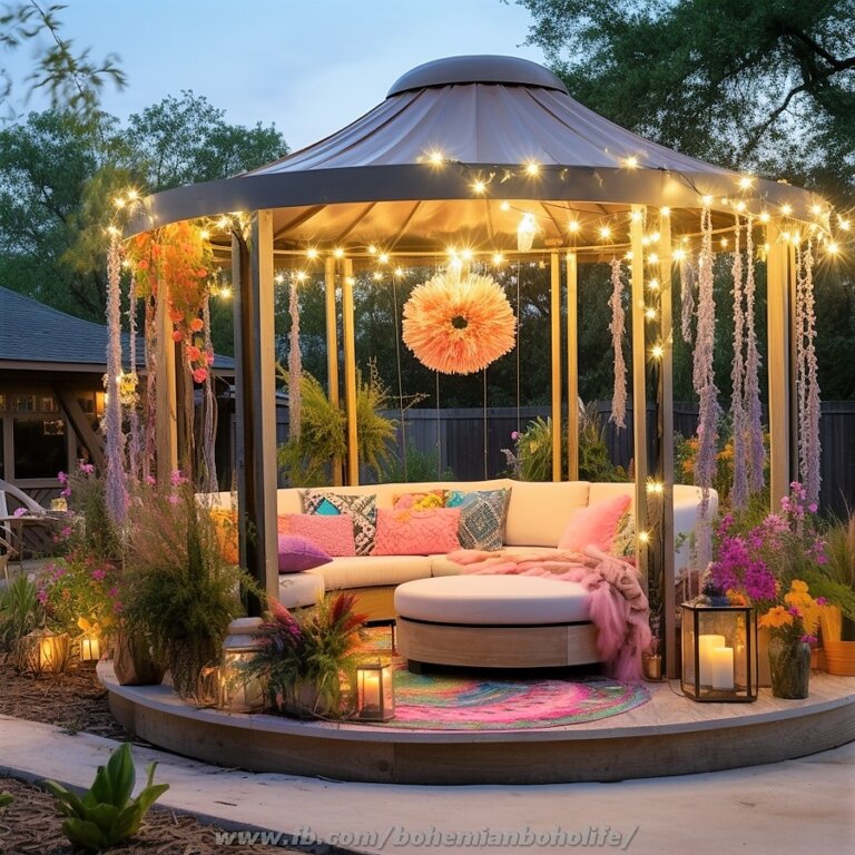 Garden Pergola And Gazebo Deck Ideas With Bohemian Style Decor