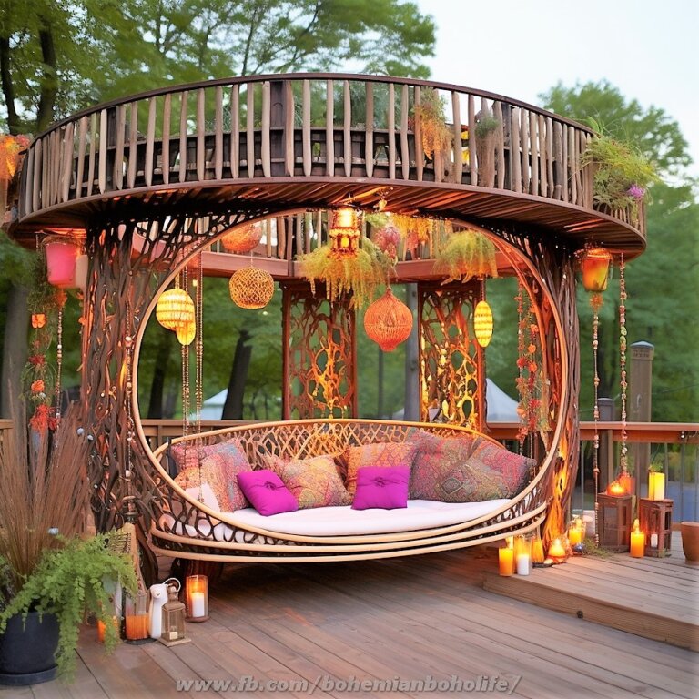 Garden Pergola And Gazebo Deck Ideas With Bohemian Style Decor